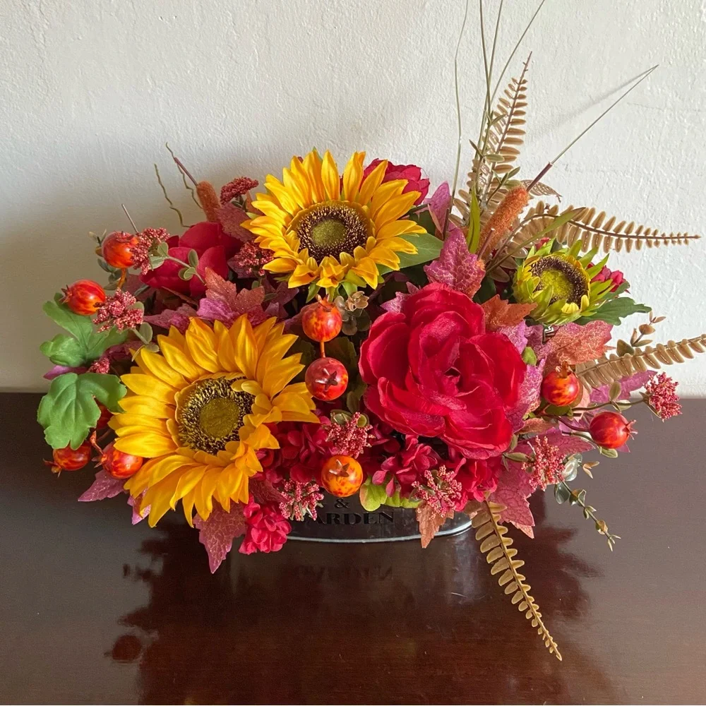 Faux Floral Bouquet with Sunflowers/Peonies
